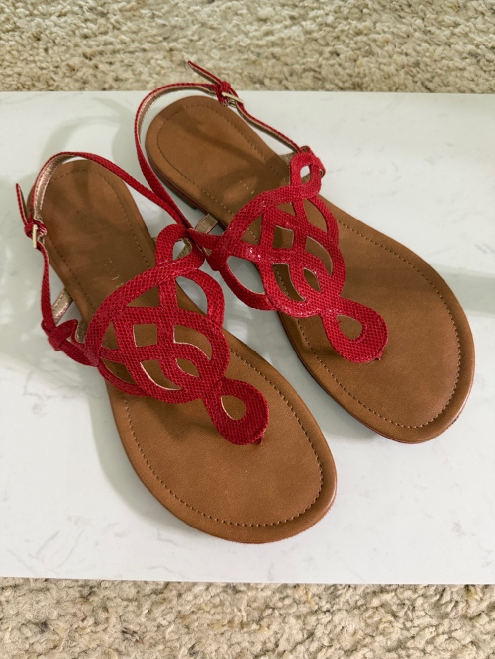 Kelly & Katie Red Braided Slingback Sandals